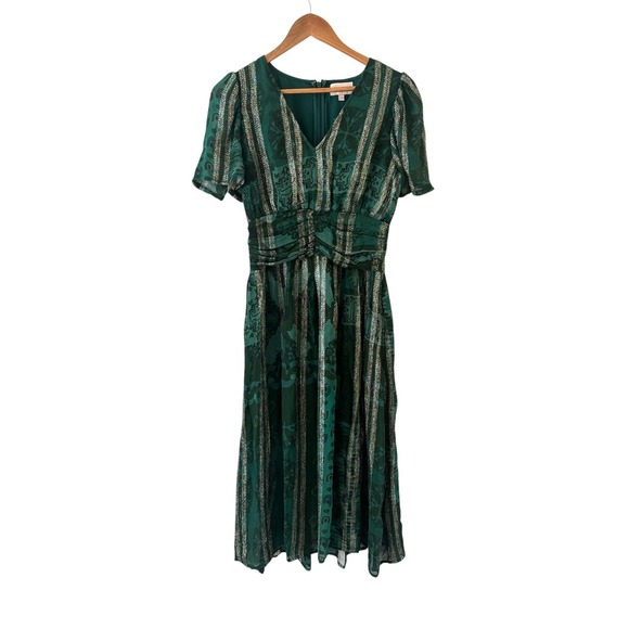 Ciebon Dresses & Skirts - Ciebon Green Spakle Dress Womens‎ S Ruched Fit Flare Midi Cocktail Formal